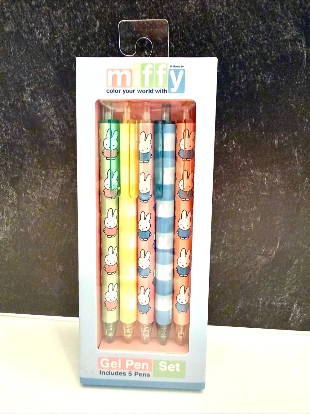 miffy Yellow Spiral Notebook with 5-Piece Gel Pen Set